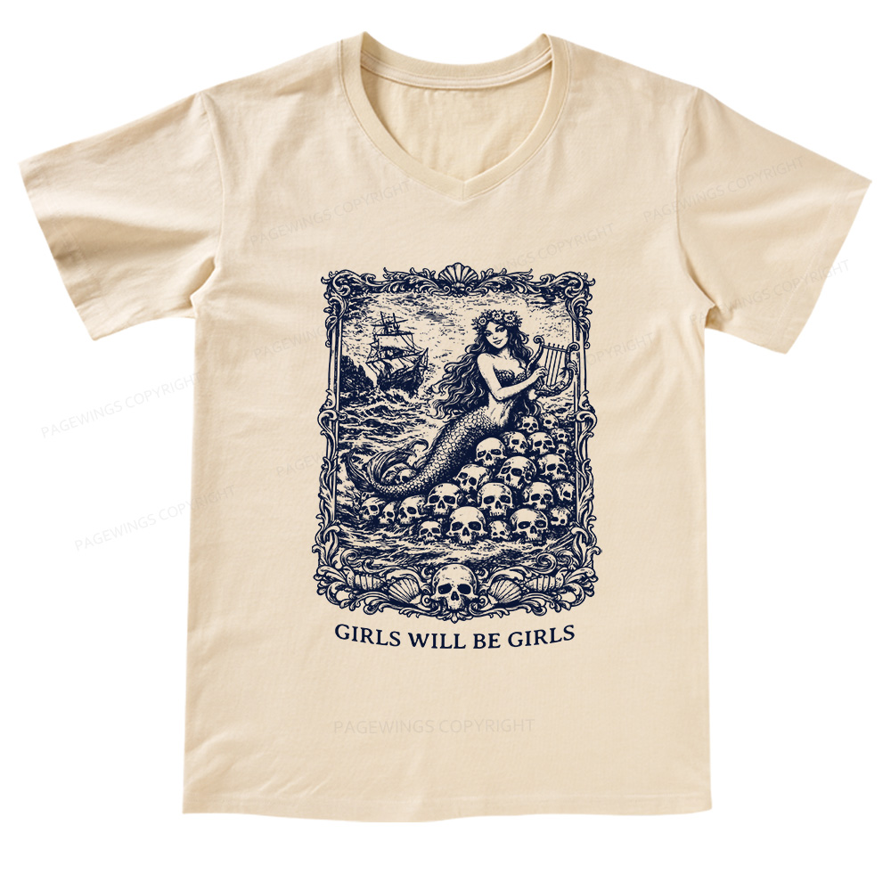 Pagewings Girls Will Be Girls V-neck T-shirt