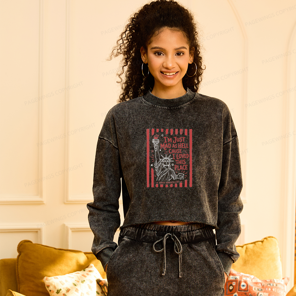 Pagewings I’m Just Mad As Hell 250th Washed Crop Sweatshirt