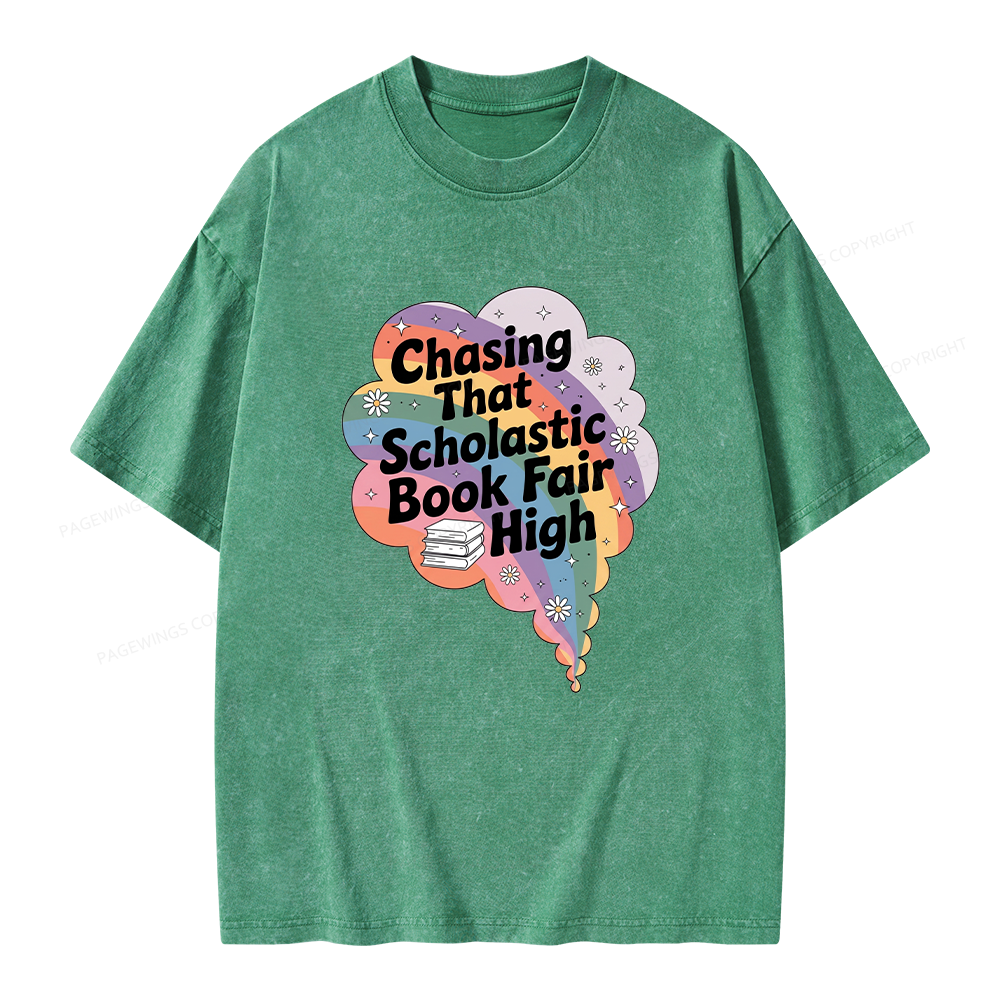 Pagewings Chasing That Scholastic Book Fair High Unisex Washed T-shirt