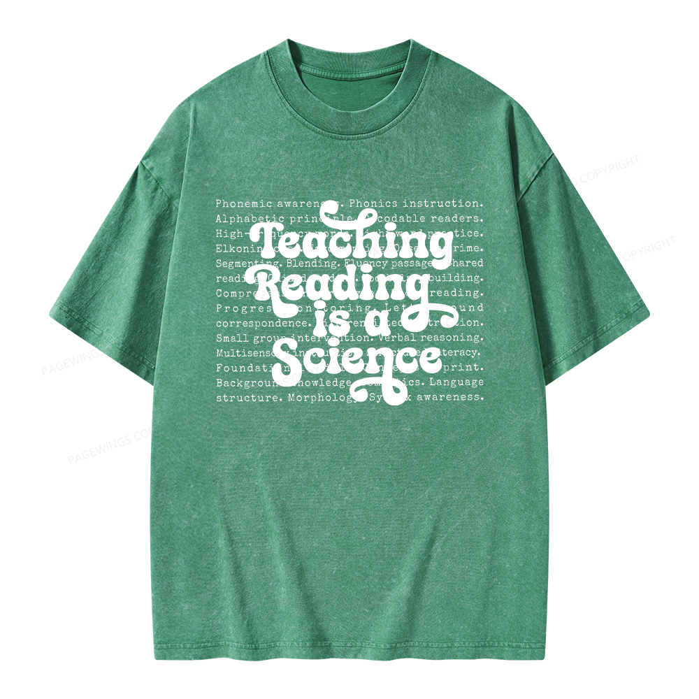 Pagewings Science of Reading Literacy Unisex Washed T-shirt