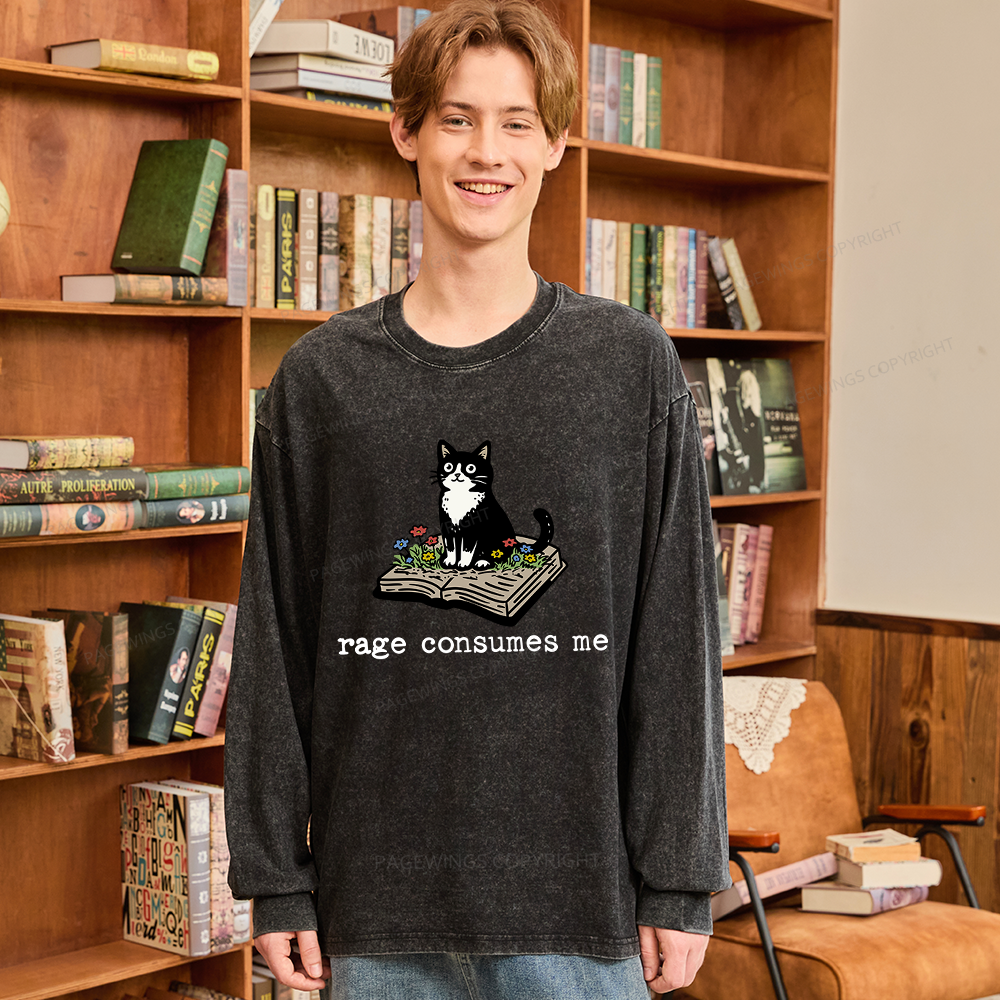 Pagewings Rage Consumes Me Unisex Washed Long Sleeve T-shirt