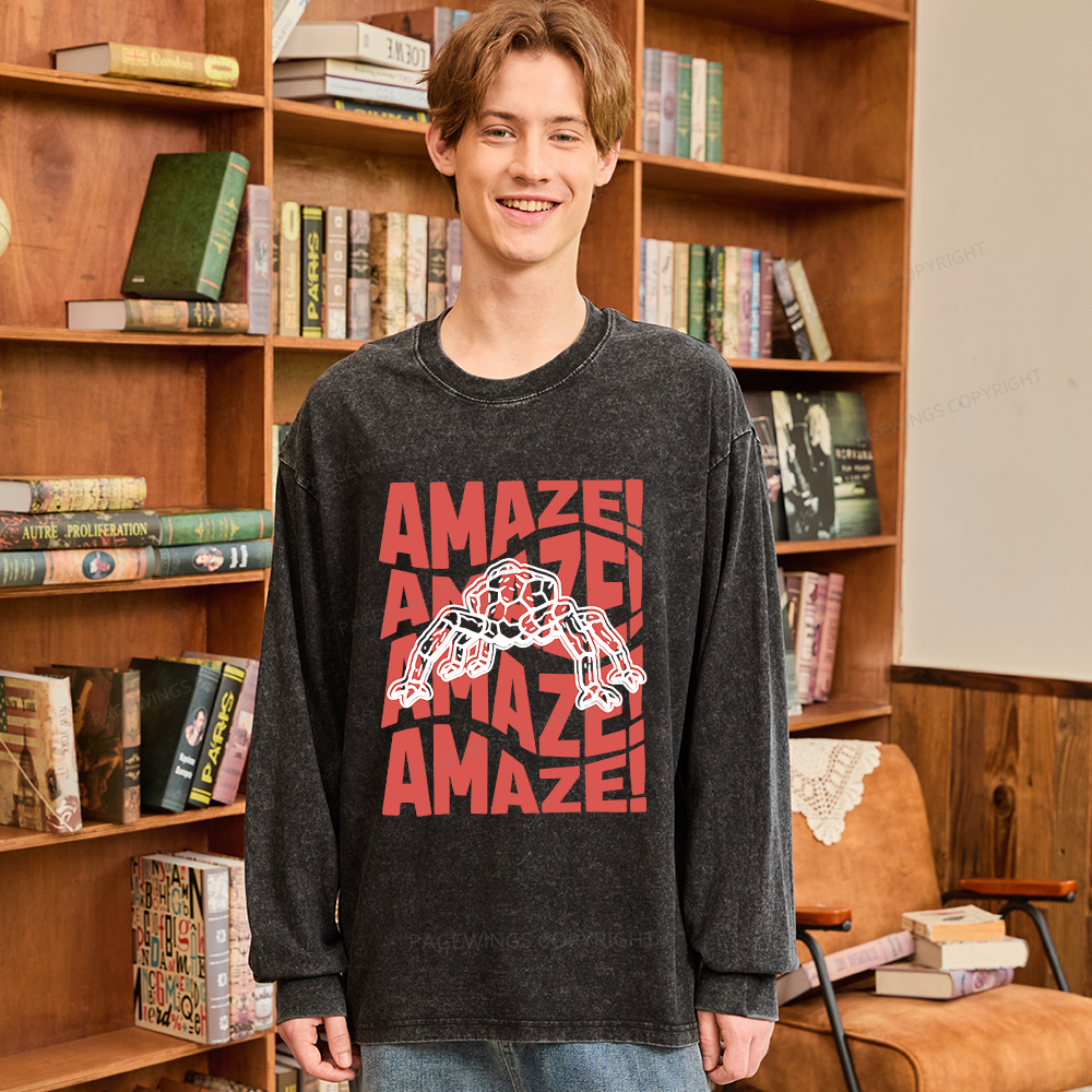 Pagewings Read Sci-Fi Unisex Washed Long Sleeve T-shirt