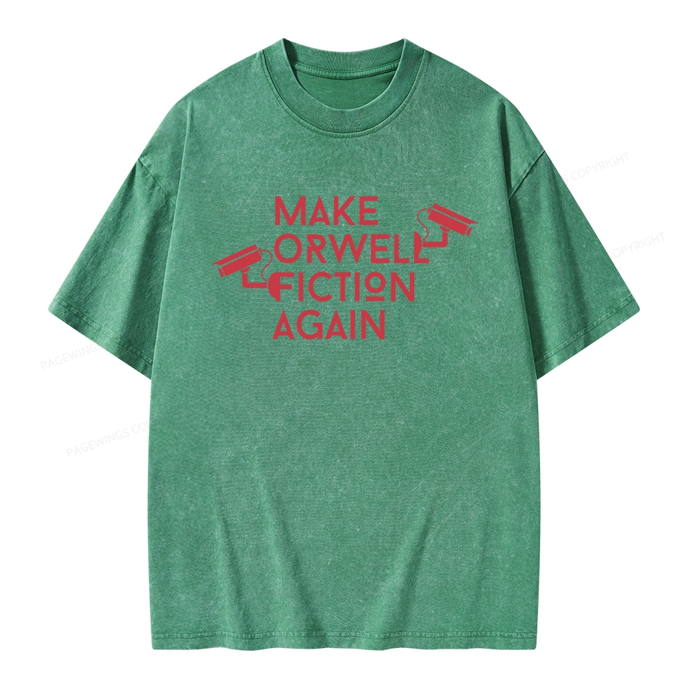 Pagewings Make Orwell Fiction Again Unisex Washed T-shirt
