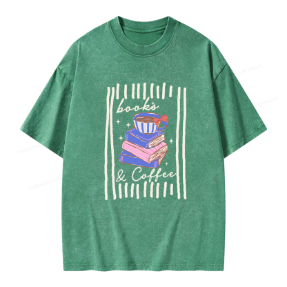 Pagewings Books and Coffee Unisex Washed T-shirt