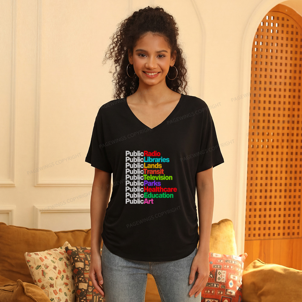 Pagewings Public Libraries Soft Women's Modal V-neck T-shirt
