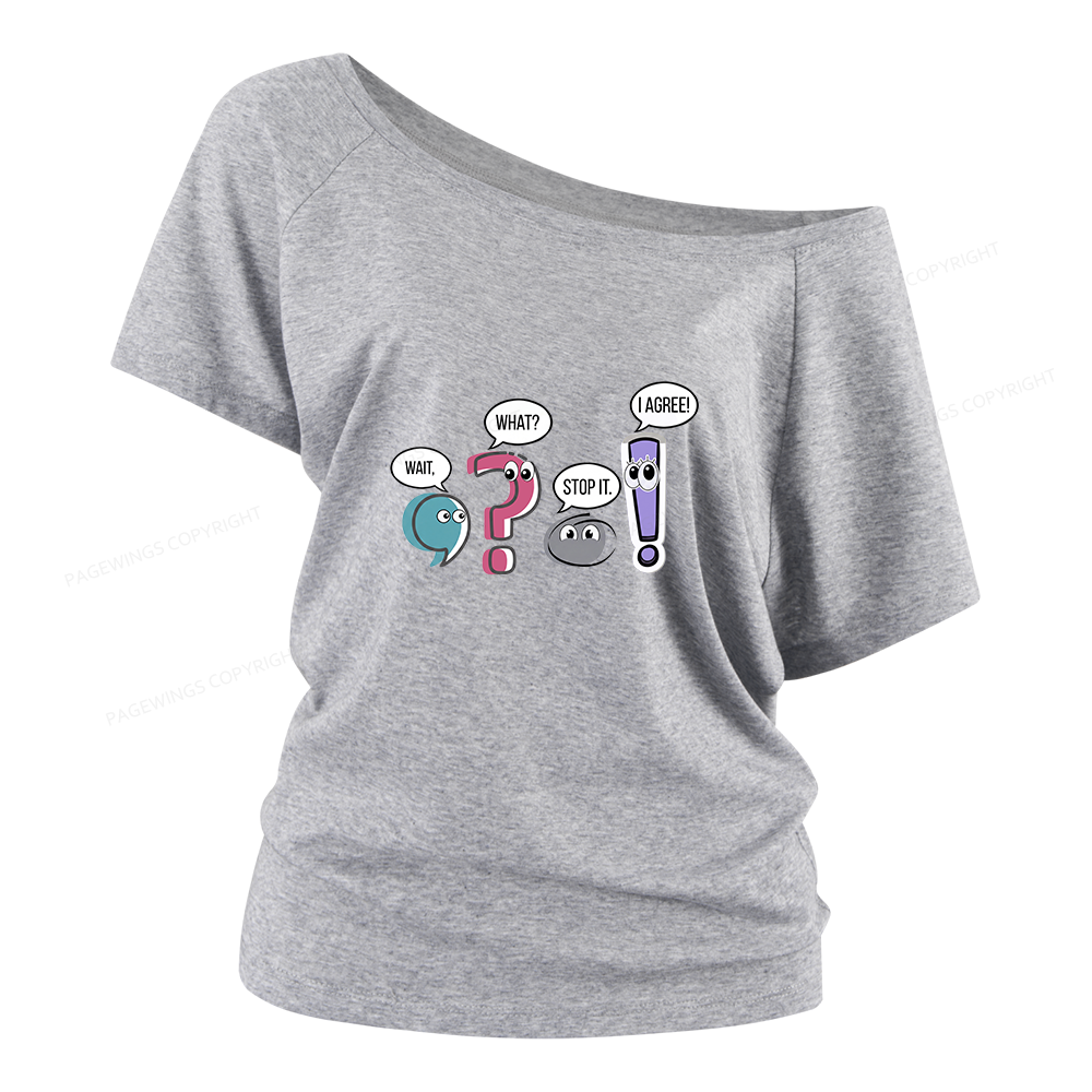 Pagewings Funny Grammar Women Off Shoulder T-shirts