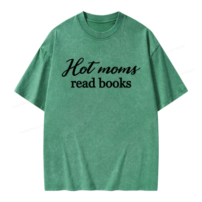 Pagewings Hot Moms Read Books Unisex Washed T-shirt