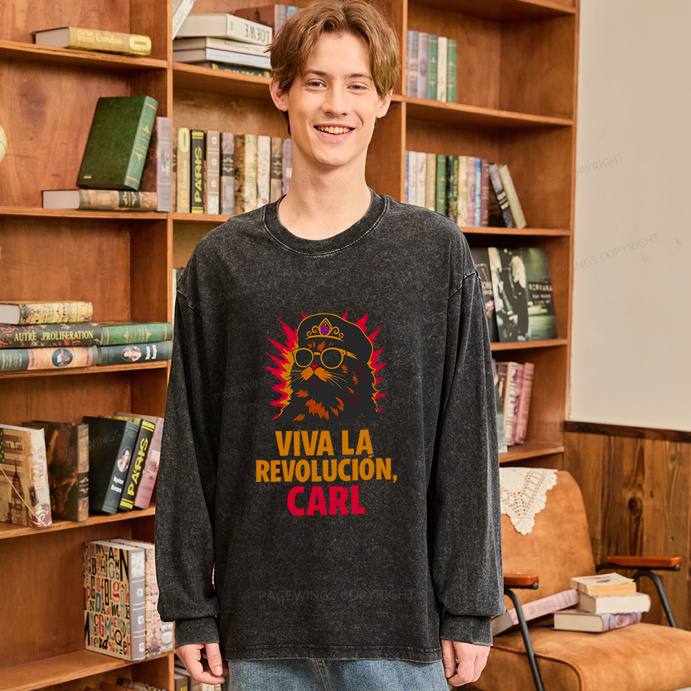 Pagewings Viva La Revolucion Unisex Washed Long Sleeve T-shirt
