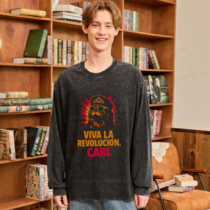 Pagewings Viva La Revolucion Unisex Washed Long Sleeve T-shirt