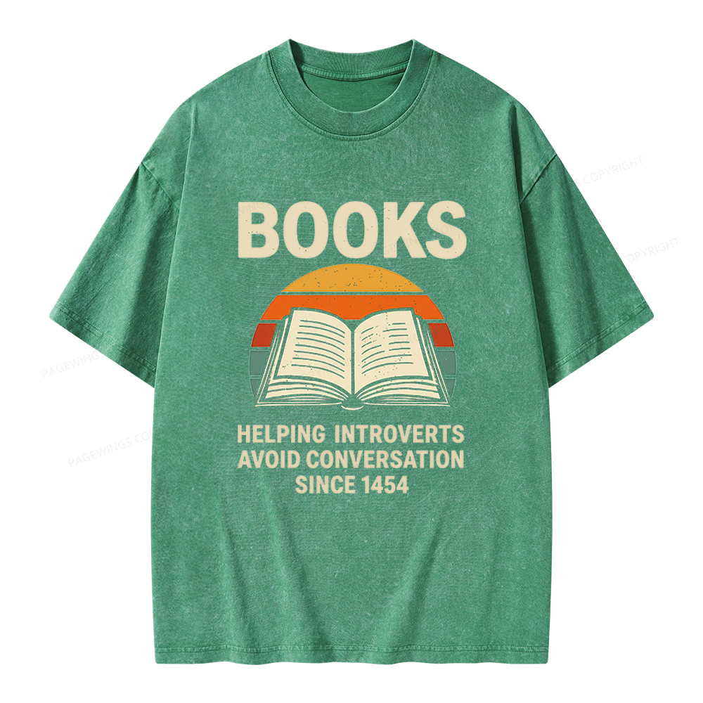 Pagewing Books Helping Introverts Avoid Conversation Unisex Washed T-shirt