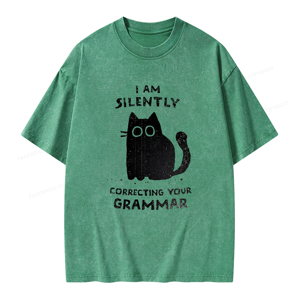 Pagewing Silently Correcting Your Grammar Unisex Washed T-shirt