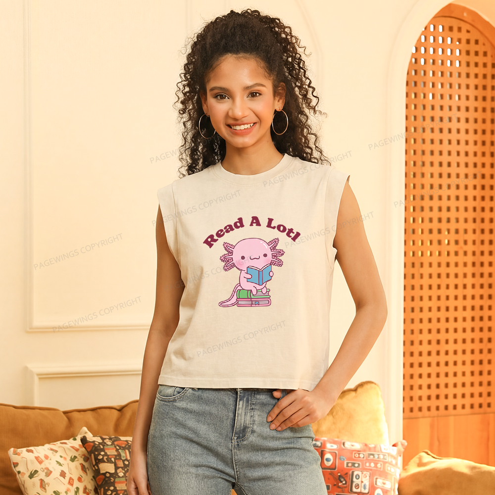 Pagewing Cute Read A Lotl Like An Axolotl Book Lover Women's Washed Tank Top