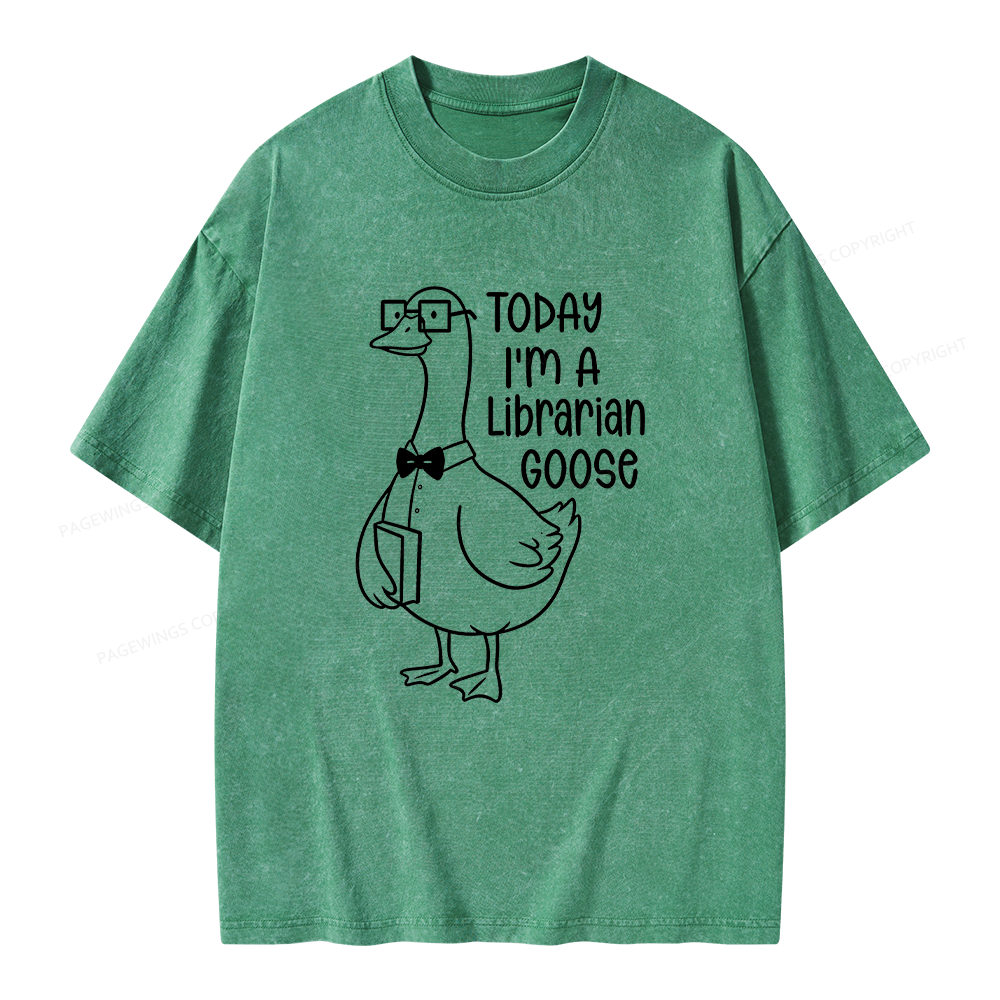 Pagewings Today I’m a Librarian Goose Unisex Washed T-shirt