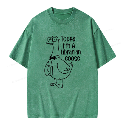 Pagewings Today I’m a Librarian Goose Unisex Washed T-shirt