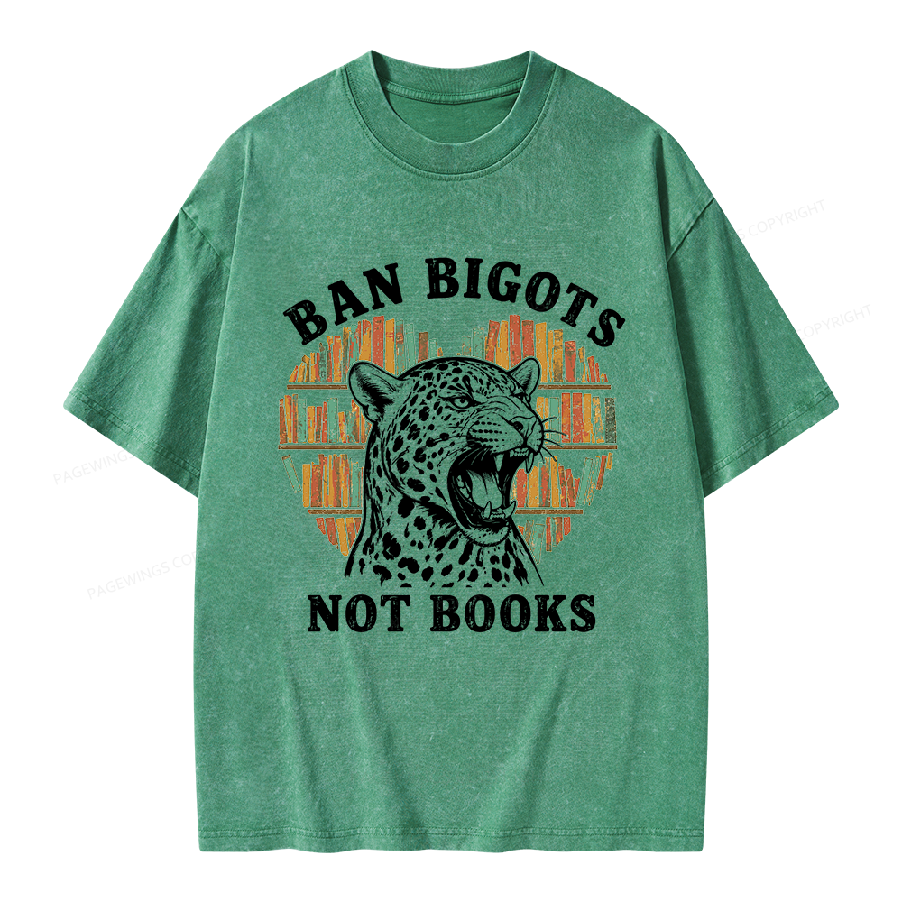 Pagewing Ban Bigots Not Books Unisex Washed T-shirt