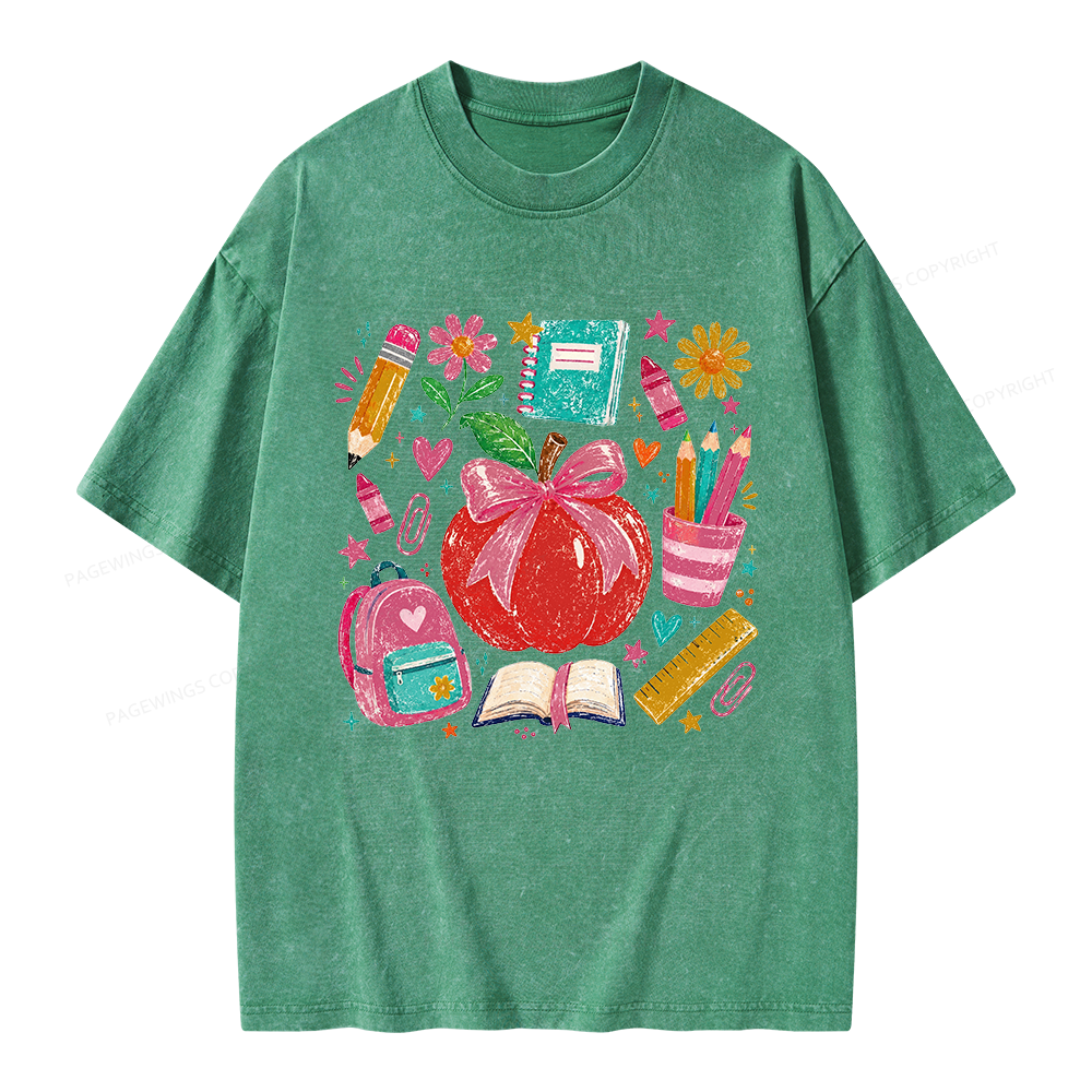 Pagewing Trendy Back to School Unisex Washed T-shirt