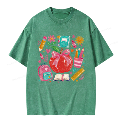 Pagewing Trendy Back to School Unisex Washed T-shirt