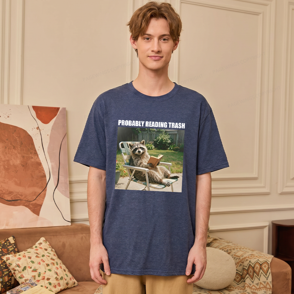 Pagewings Soft Probably Reading Trash Unisex Heather T-Shirt
