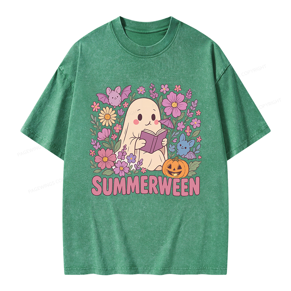 Pagewing Ghost Summerween Unisex Washed T-shirt