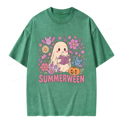 Pagewing Ghost Summerween Unisex Washed T-shirt
