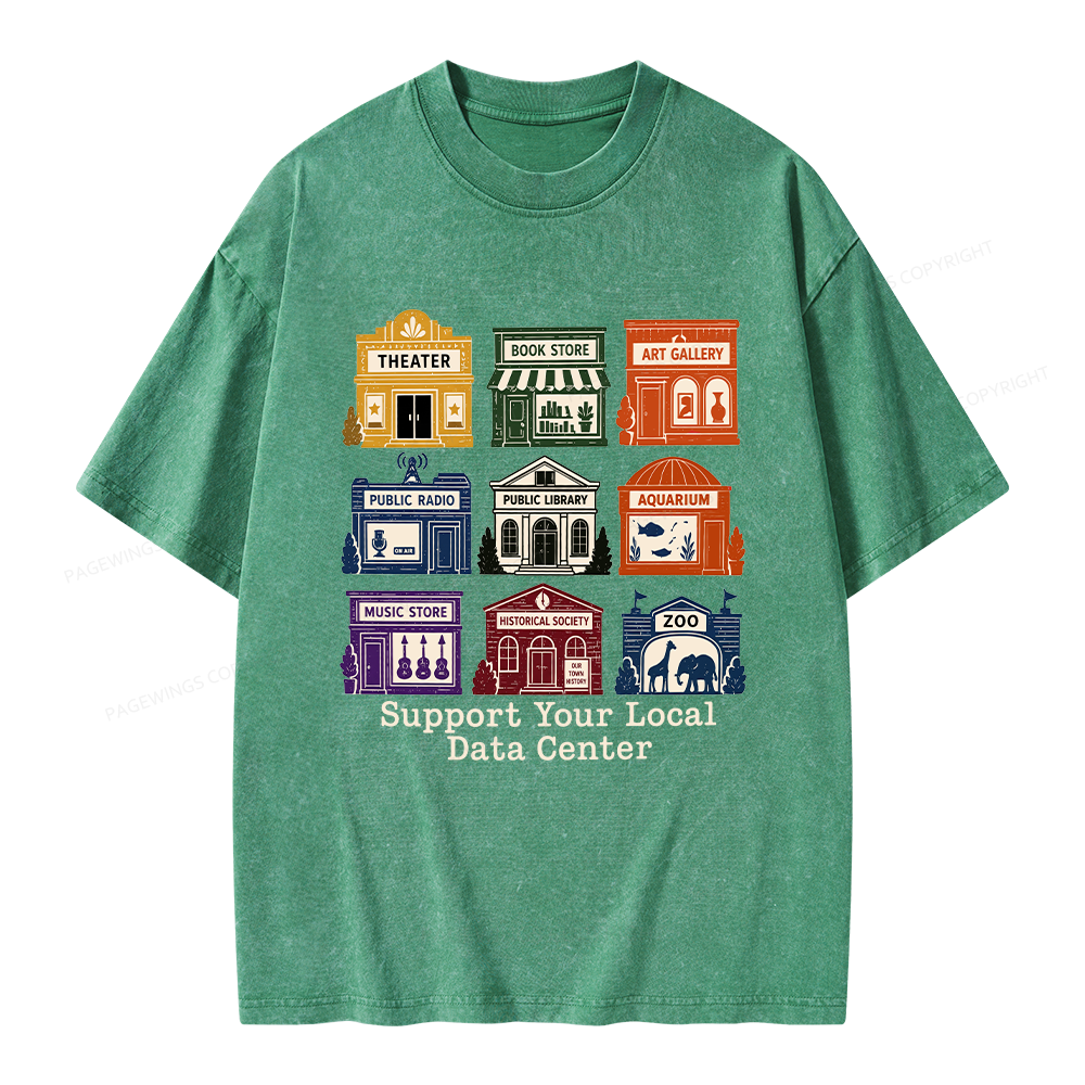 Pagewing Support Your Local Data Center Unisex Washed T-shirt