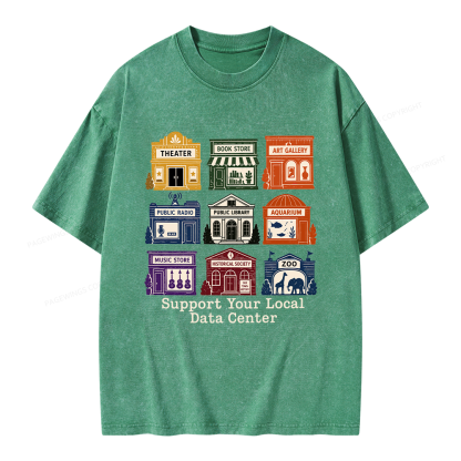 Pagewing Support Your Local Data Center Unisex Washed T-shirt