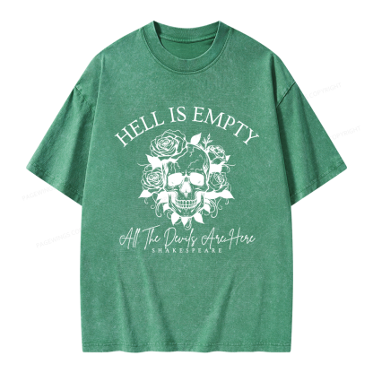 Pagewing Hell Is Empty And All The Devils Are Here Unisex Washed T-shirt