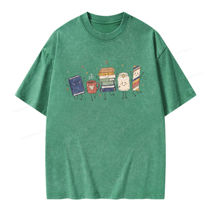 Pagewing Reading Doodle Unisex Washed T-shirt