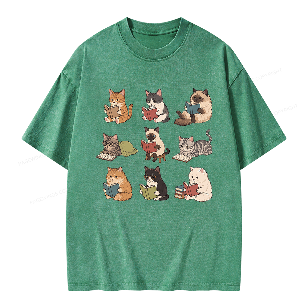 Pagewing Bookish Cat Unisex Washed T-shirt