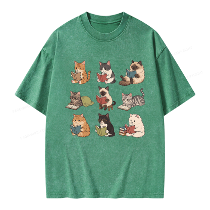 Pagewing Bookish Cat Unisex Washed T-shirt