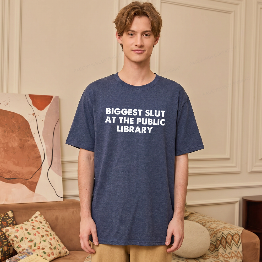 Pagewings Soft Biggest Slut At The Public Library Unisex Heather T-Shirt