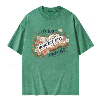 Pagewing Too Nonfictiony Outside Bookish Unisex Washed T-shirt