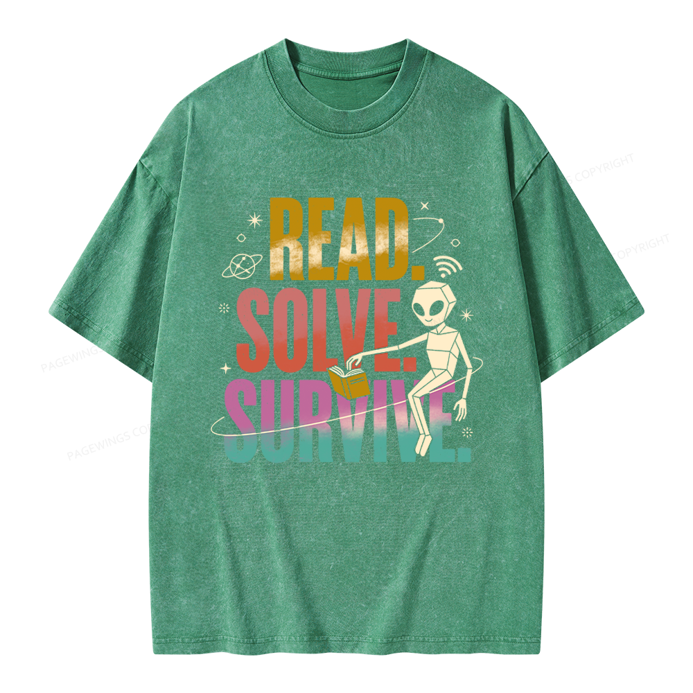 Pagewings Read Solve Survive Unisex Washed T-shirt
