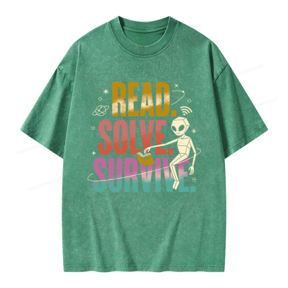 Pagewings Read Solve Survive Unisex Washed T-shirt
