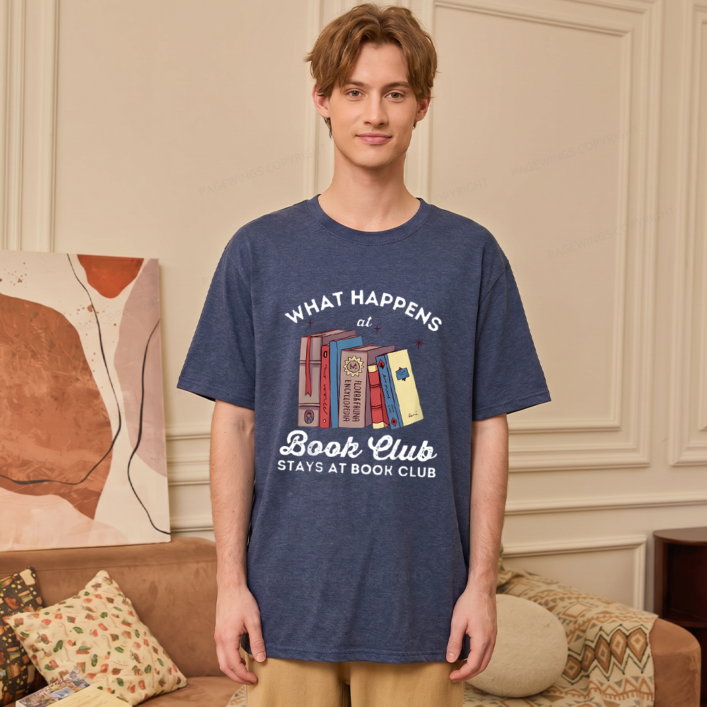 Pagewings Soft What Happens At Book Club 10098 Bookish Unisex Heather T-Shirt