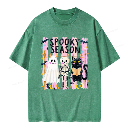 Pagewing Preppy Spooky Season Unisex Washed T-shirt