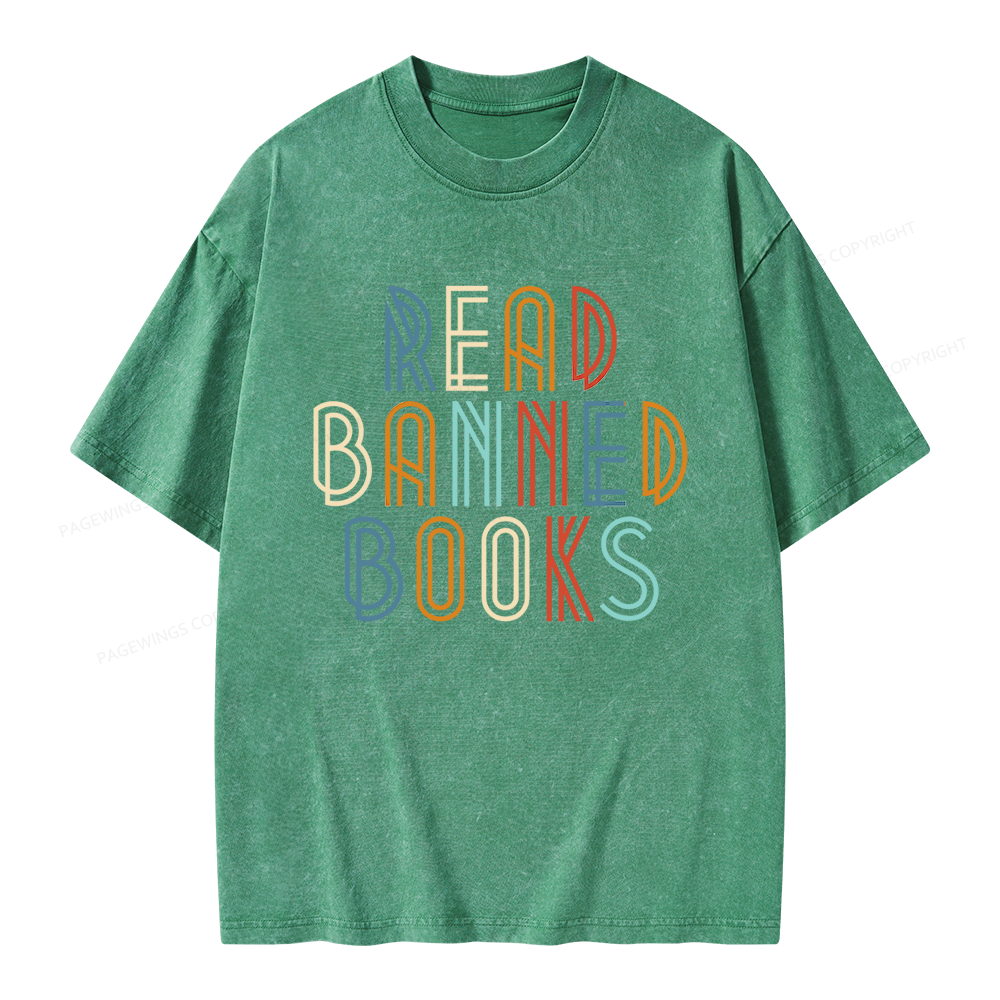 Pagewing Read Banned Books Unisex Washed T-shirt