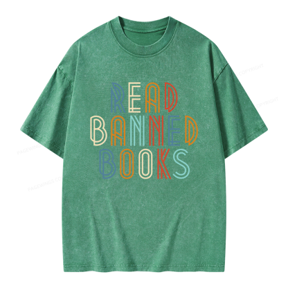 Pagewing Read Banned Books Unisex Washed T-shirt