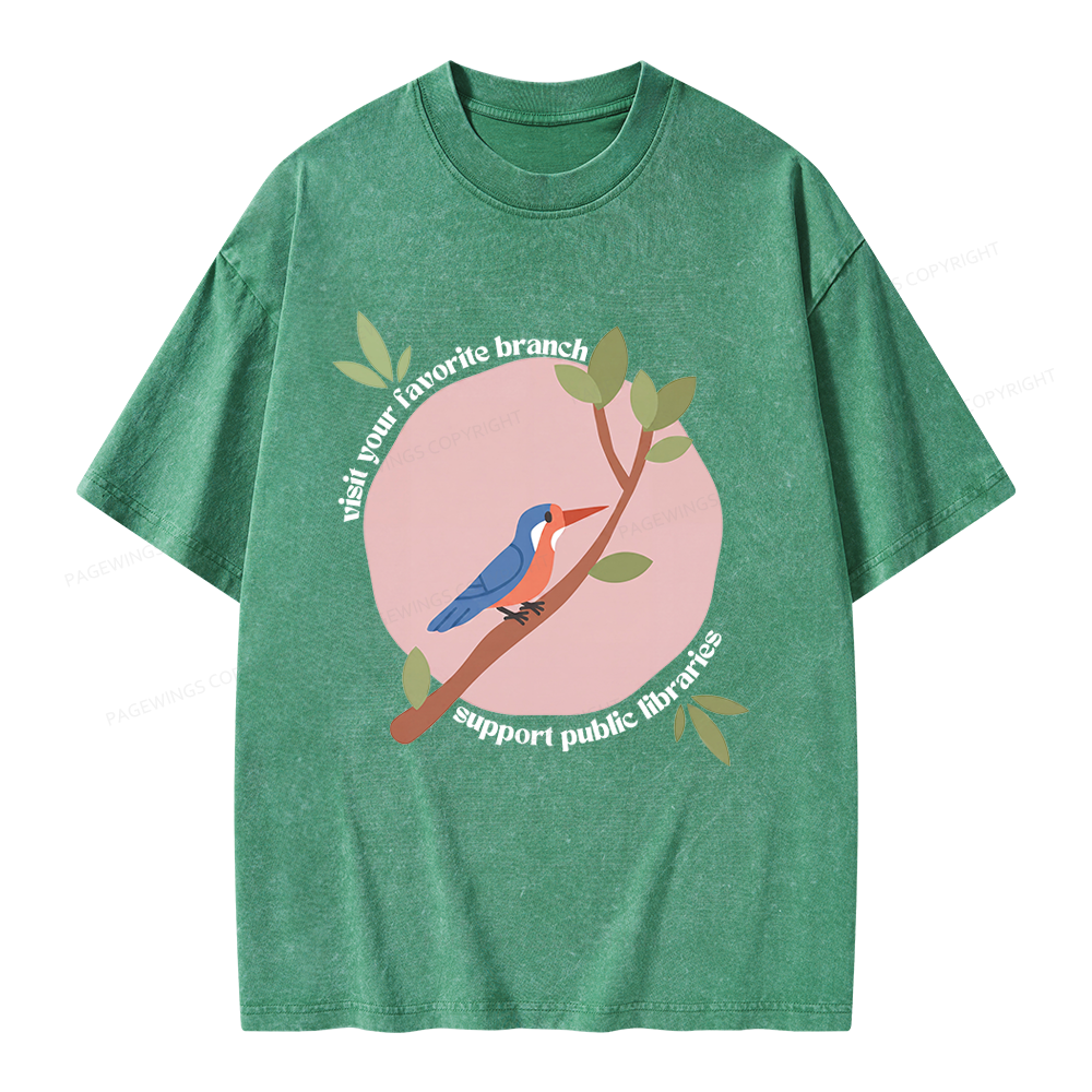 Pagewing Visit Your Favorite Branch Unisex Washed T-shirt