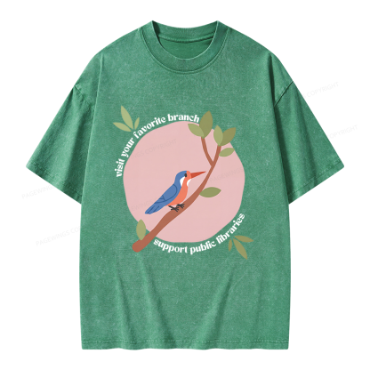 Pagewing Visit Your Favorite Branch Unisex Washed T-shirt