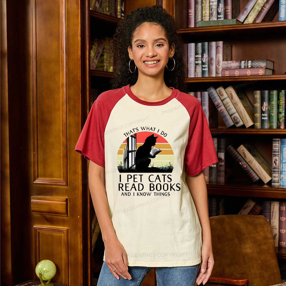 Pagewings Cat And Book Raglan T-shirt