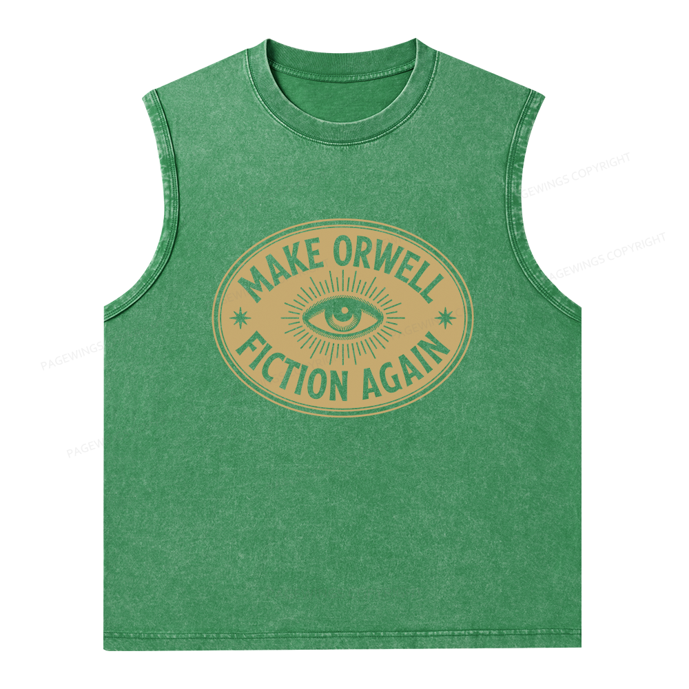 Pagewings Make Orwell Fiction Again13456 Bookish Unisex Washed Tank Top