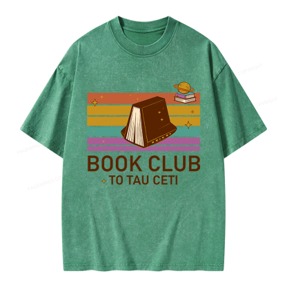 Pagewings Book Club To Tau Ceti Unisex Washed T-shirt