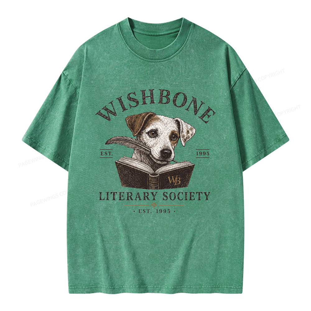 Pagewing Vintage Literary Society Unisex Washed T-shirt