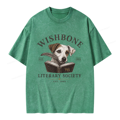 Pagewing Vintage Literary Society Unisex Washed T-shirt