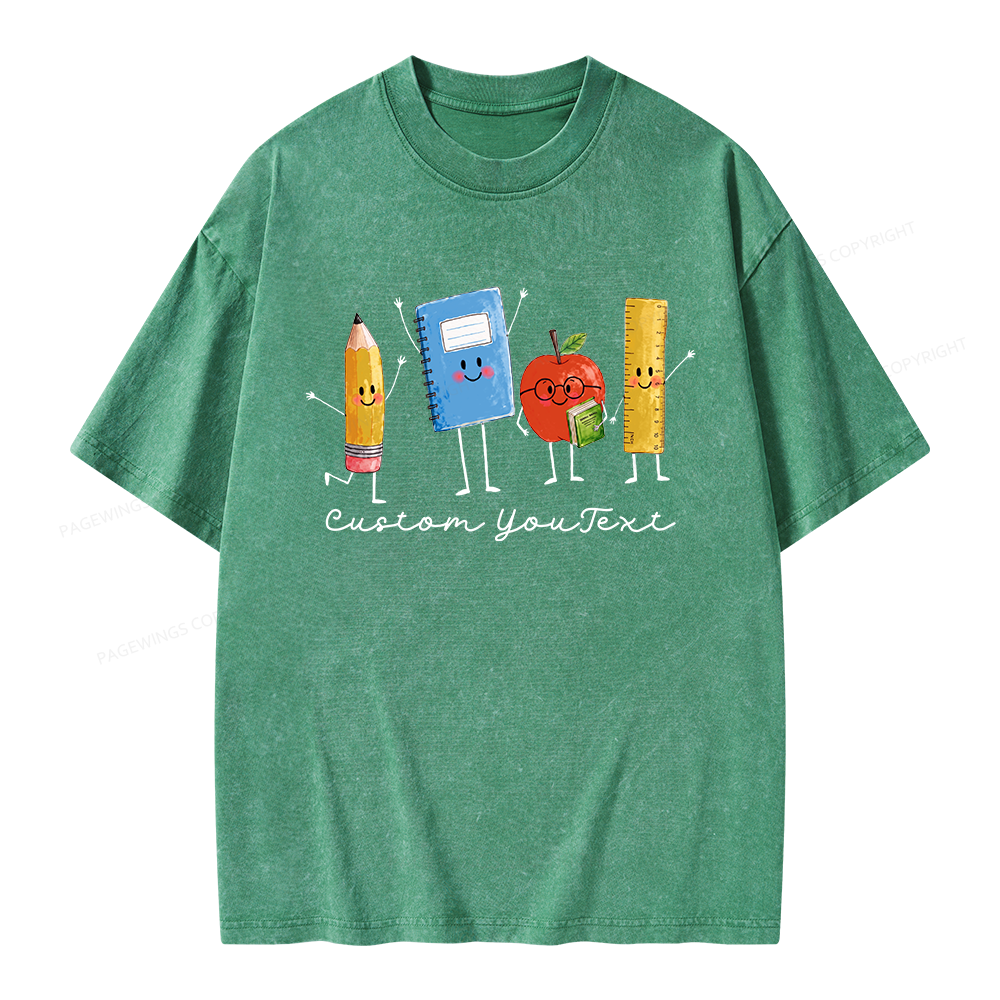 Pagewing Personalized Back to School Unisex Washed T-shirt