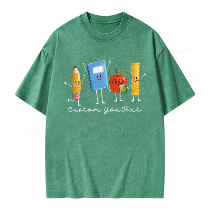 Pagewing Personalized Back to School Unisex Washed T-shirt