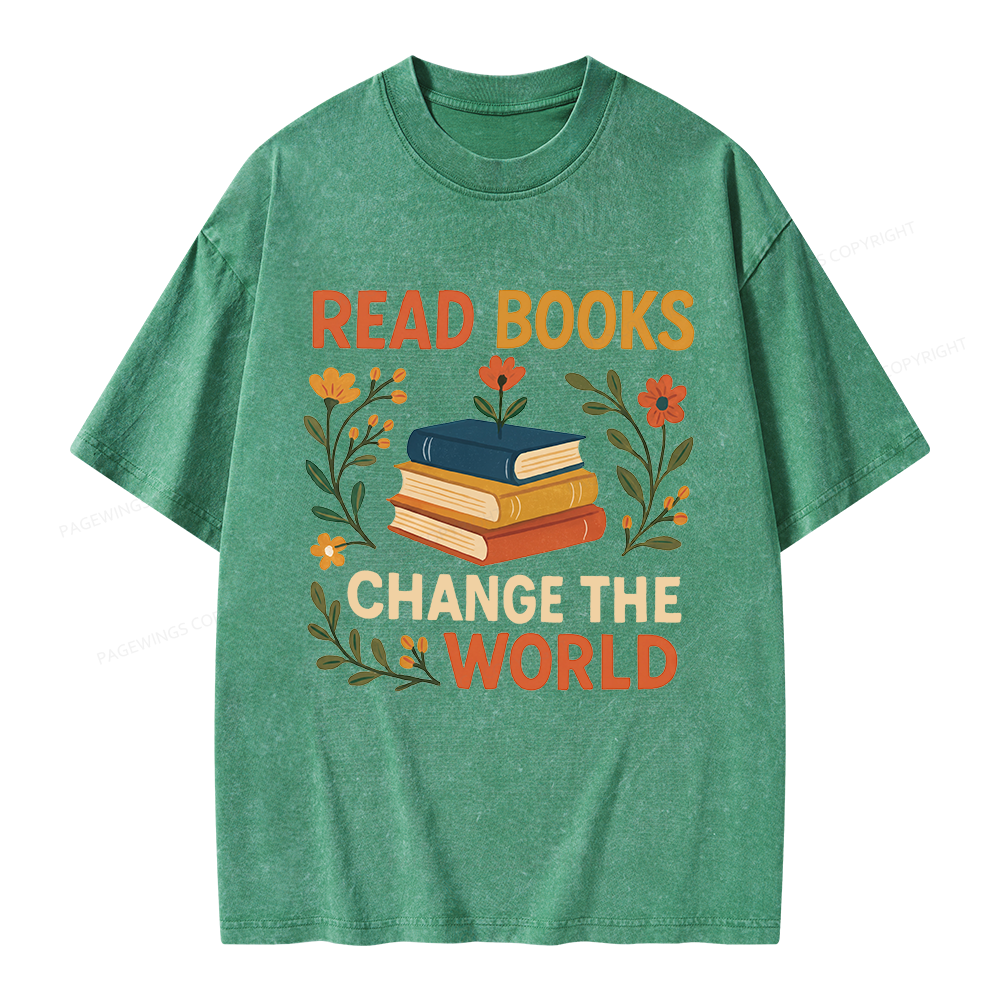 Pagewing Read Books Change the World Unisex Washed T-shirt