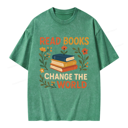 Pagewing Read Books Change the World Unisex Washed T-shirt