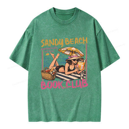 Pagewing Sandy Beach Book Club Unisex Washed T-shirt